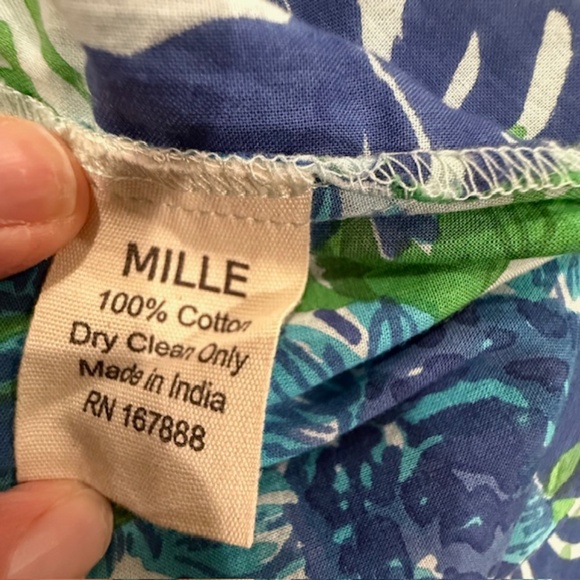 Women MILLE Cornflower Daisy Blue & Green Puffed Sleeves XL Blouse 100% Cotton - Picture 7 of 11